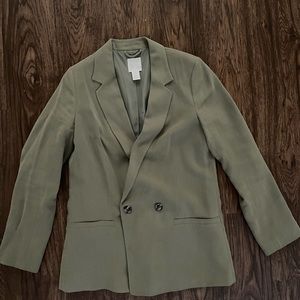 H&M olive double breasted blazer